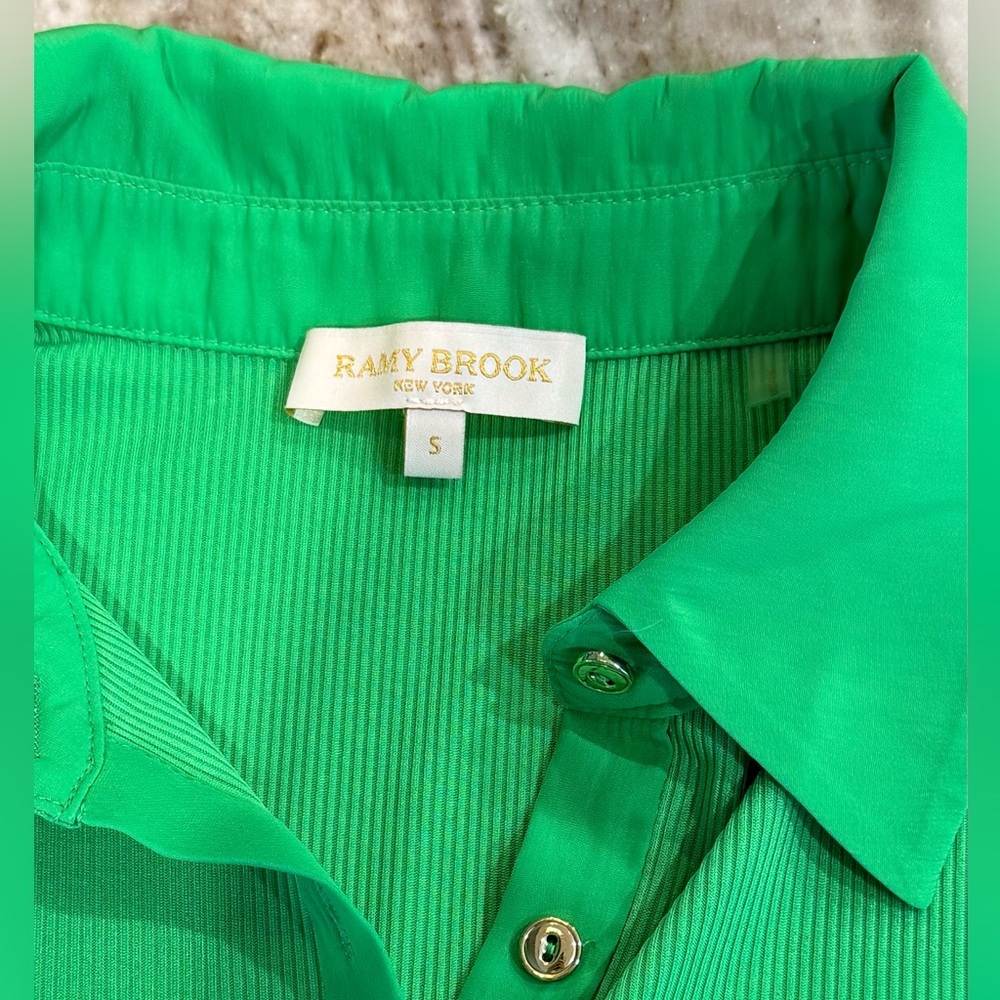 Women’s RAMY BROOK Odette sleeveless green mini Shirtdress- Size small - Picture 4 of 9
